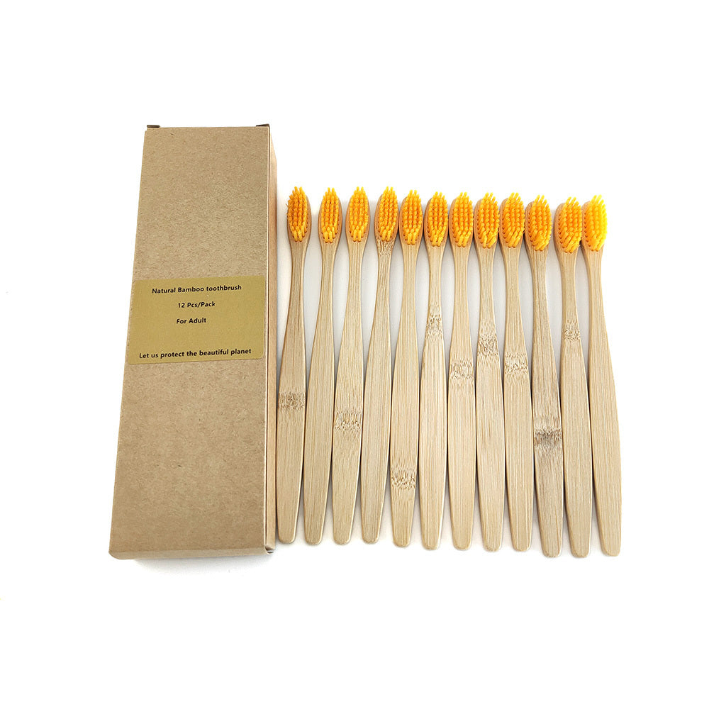12 Bamboo charcoal environmentally friendly toothbrushes