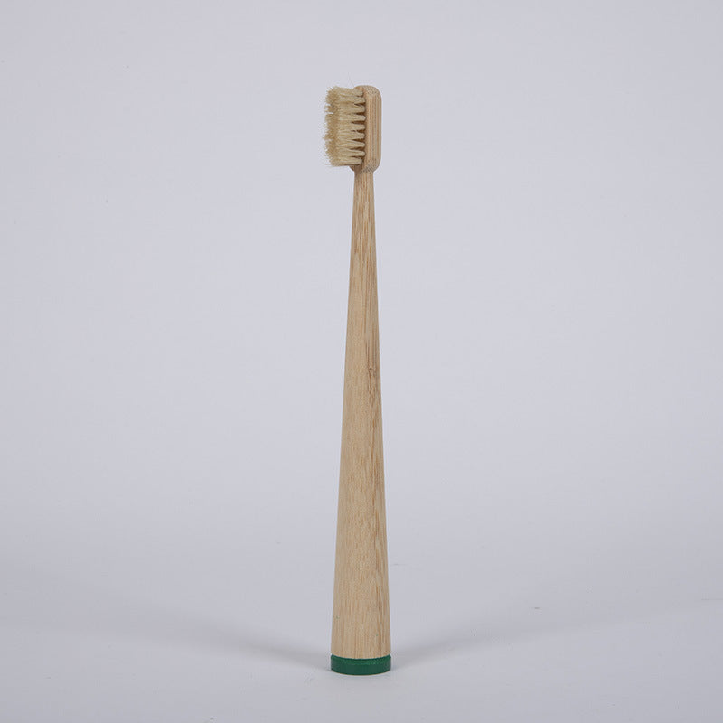 Bamboo Toothbrush Large Tail Cone Shaped Flocking Manual Bamboo Toothbrush