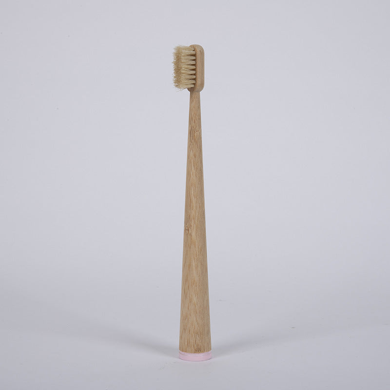 Bamboo Toothbrush Large Tail Cone Shaped Flocking Manual Bamboo Toothbrush