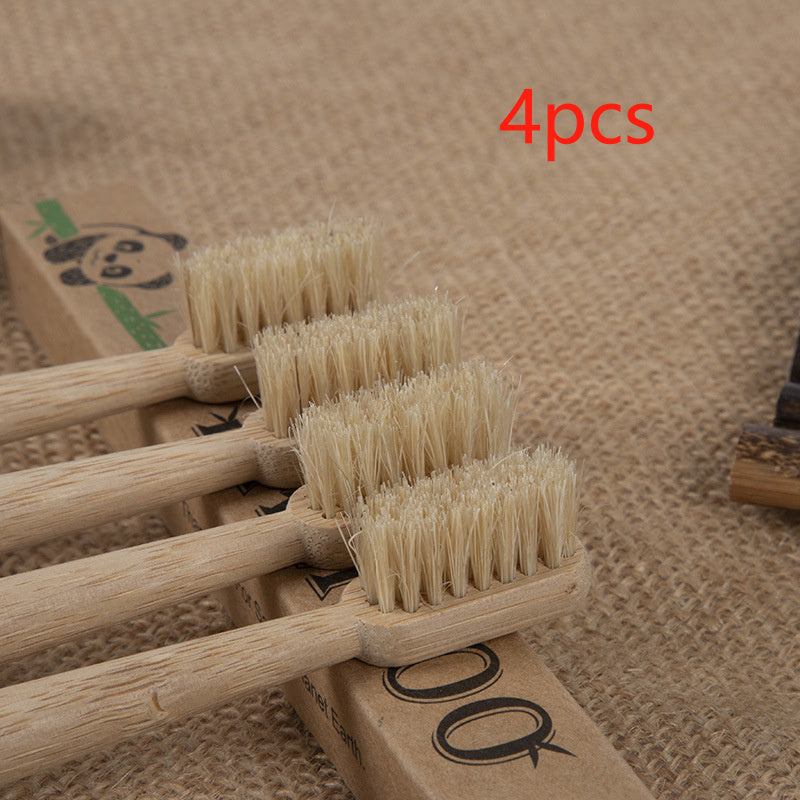 Bamboo Toothbrush Large Tail Cone Shaped Flocking Manual Bamboo Toothbrush